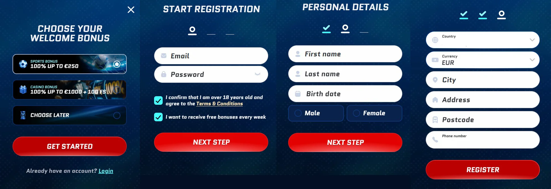 Scored Casino Registration
